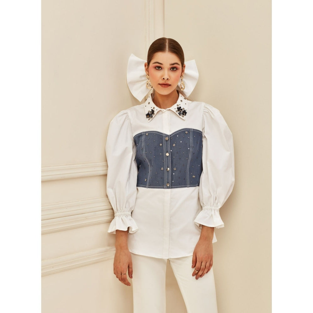 Label Deepika Nagpal Denim Corset White Shirt – Nykaa Fashion