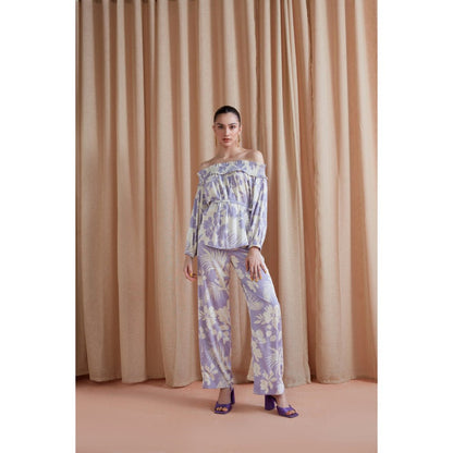 Label Deepika Nagpal Florence Off Shoulder Top Co-Ord Lavender (Set of 3)
