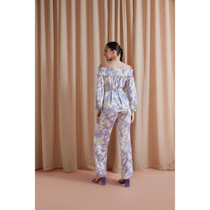 Label Deepika Nagpal Florence Off Shoulder Top Co-Ord Lavender (Set of 3)