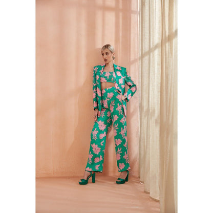 Label Deepika Nagpal Kelly Blazer With Pant & Crop Top Co-Ord (Set of 3)