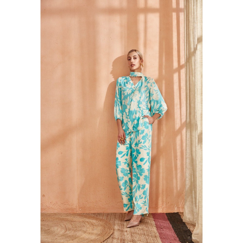 Label Deepika Nagpal Caramel Co-Ord Ocean Blue (Set of 2)