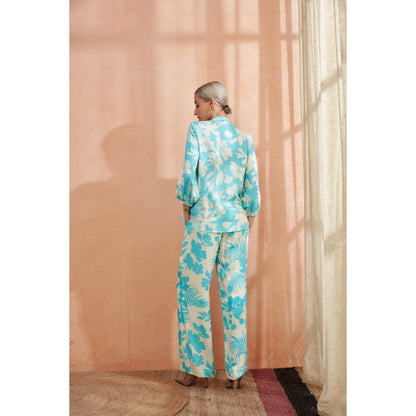 Label Deepika Nagpal Caramel Co-Ord Ocean Blue (Set of 2)