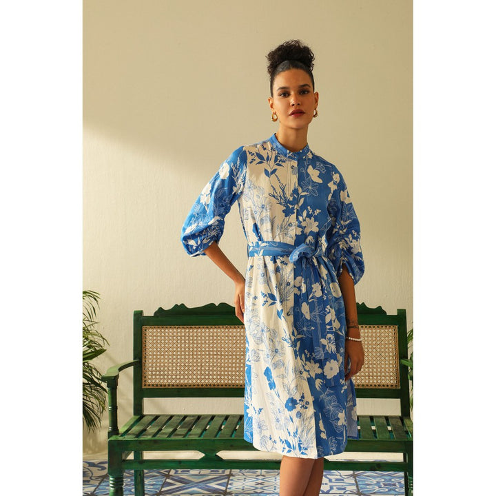 Label Deepika Nagpal Amelia Blue Dress (Set of 2)
