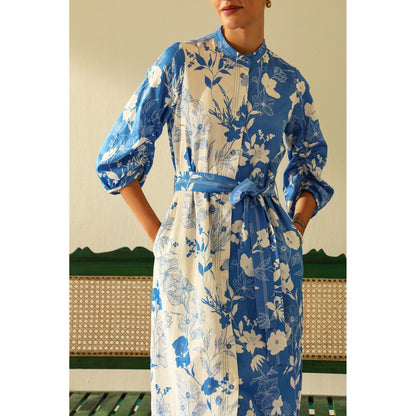 Label Deepika Nagpal Amelia Blue Dress (Set of 2)