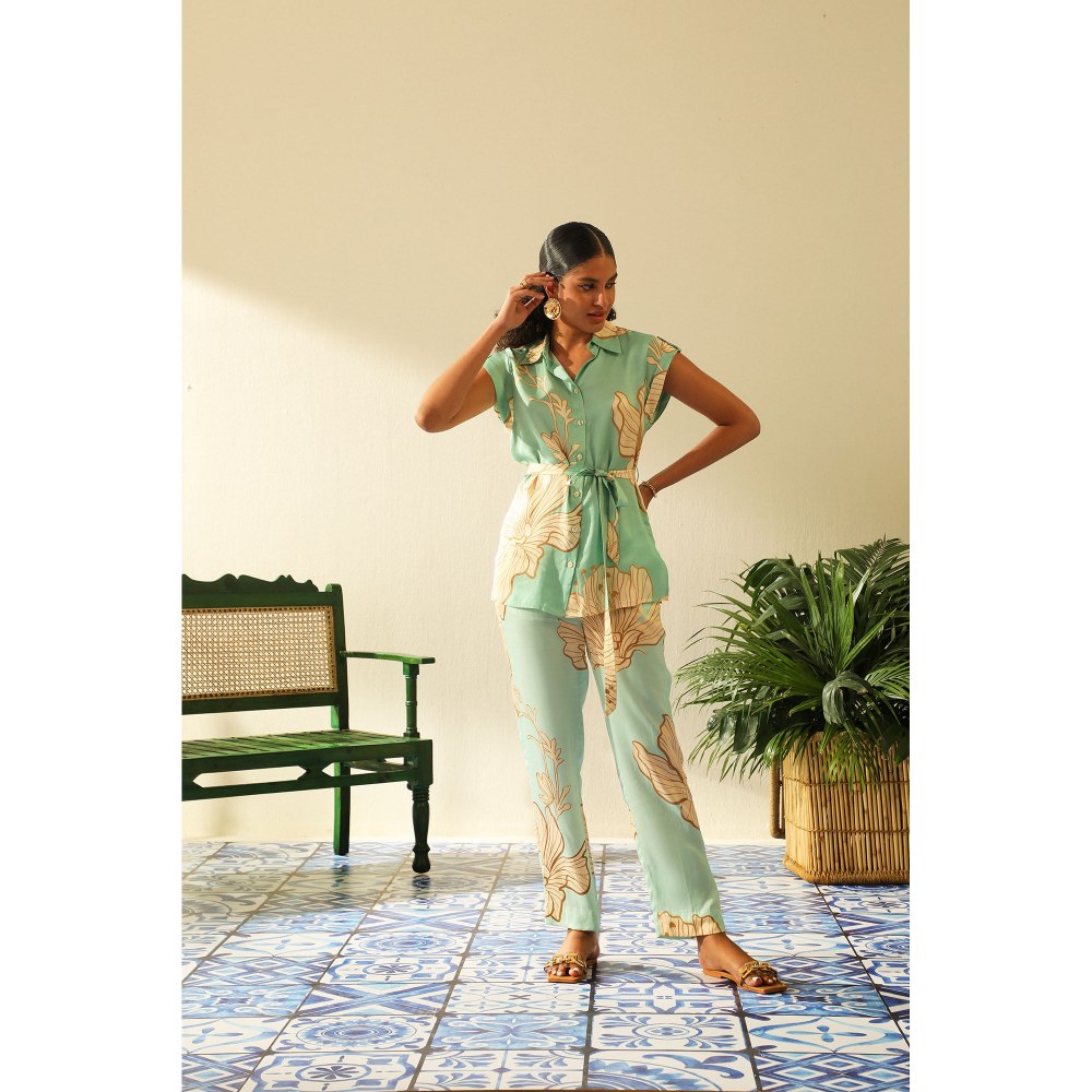 Label Deepika Nagpal Candice Aqua Co-Ord (Set of 3)