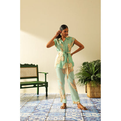 Label Deepika Nagpal Candice Aqua Co-Ord (Set of 3)