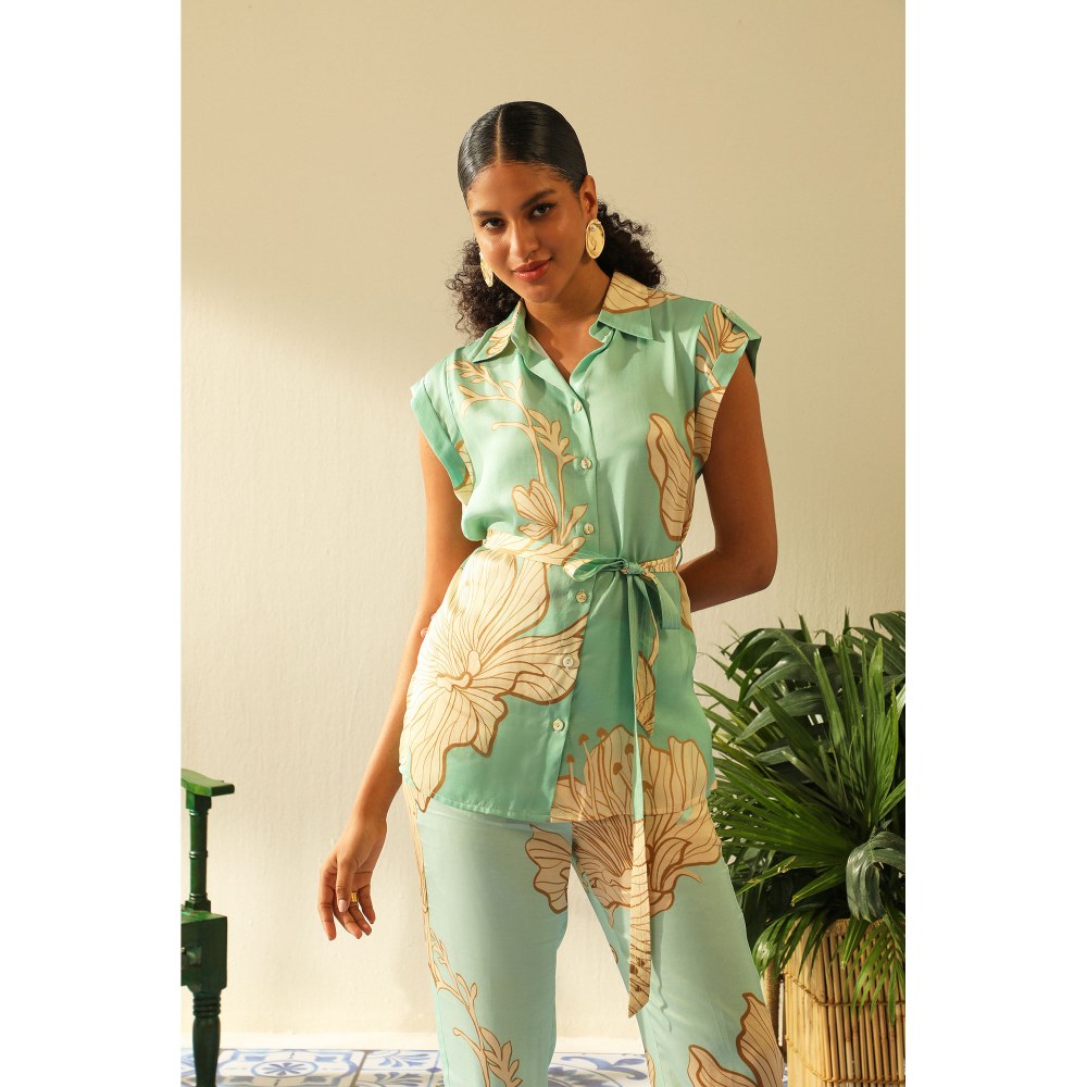 Label Deepika Nagpal Candice Aqua Co-Ord (Set of 3)