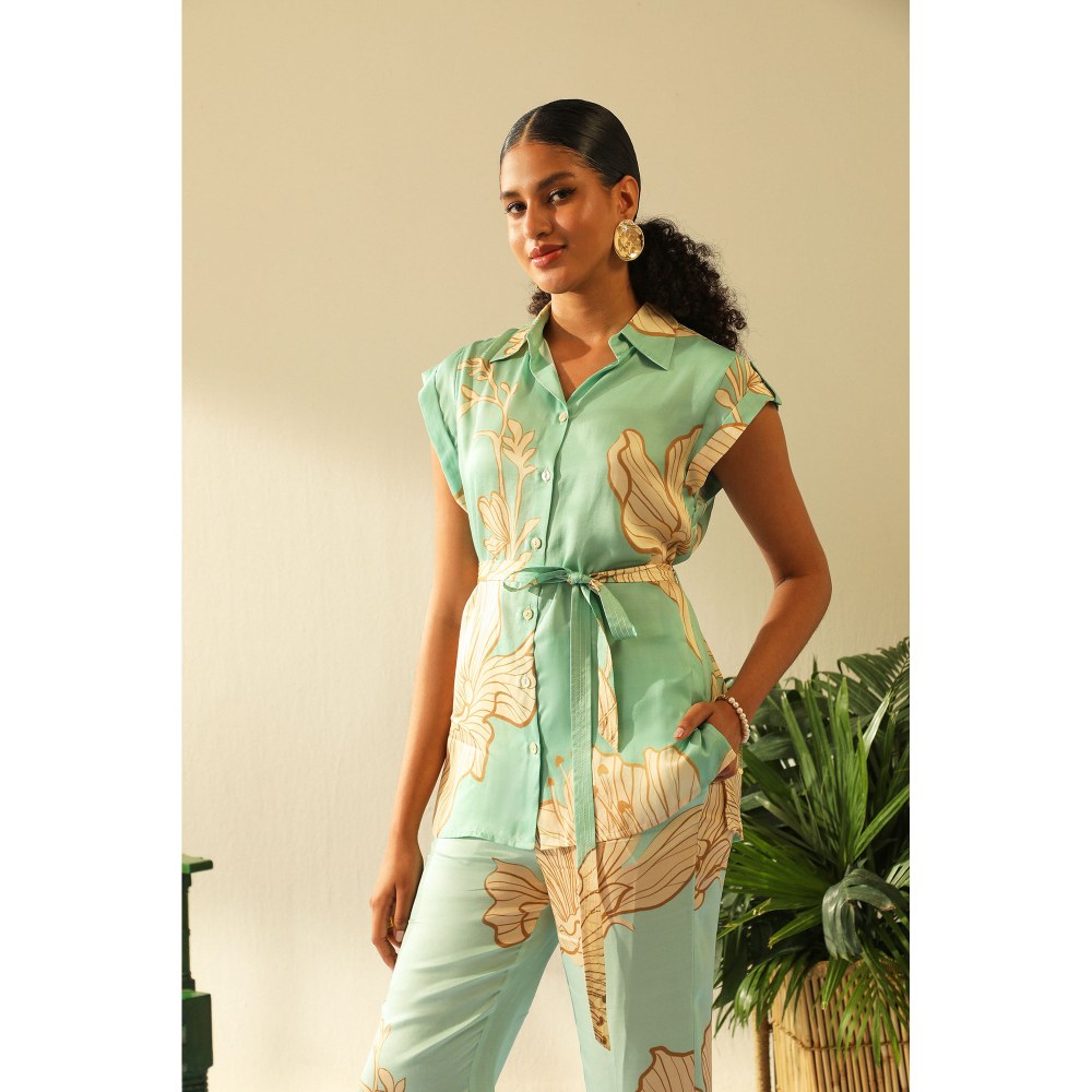 Label Deepika Nagpal Candice Aqua Co-Ord (Set of 3)