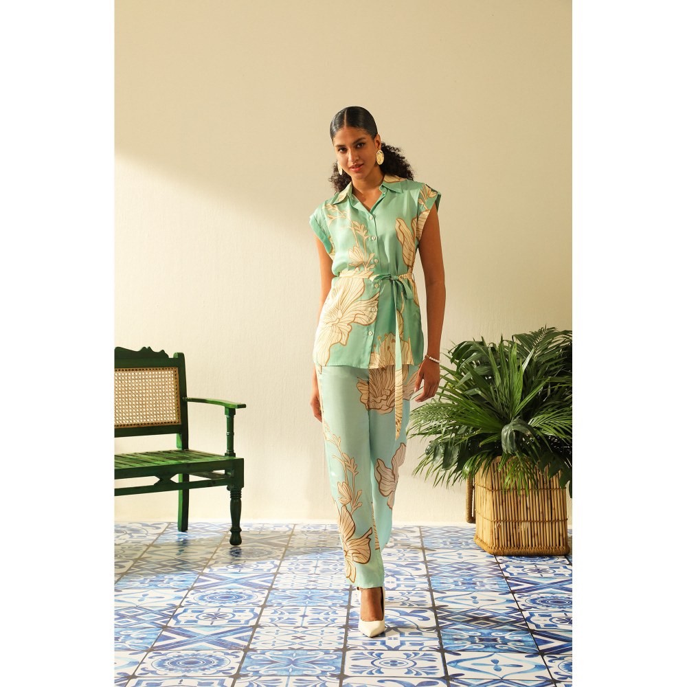 Label Deepika Nagpal Candice Aqua Co-Ord (Set of 3)