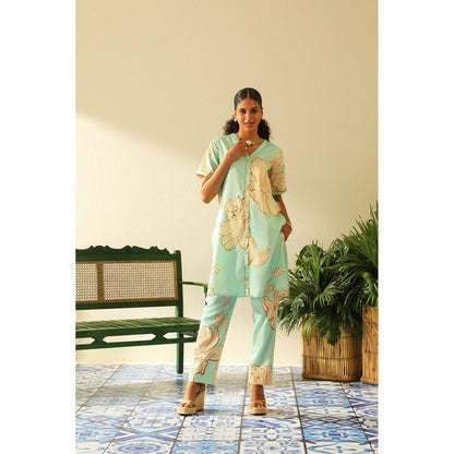 Label Deepika Nagpal Spencer Aqua Co-Ord (Set of 2)