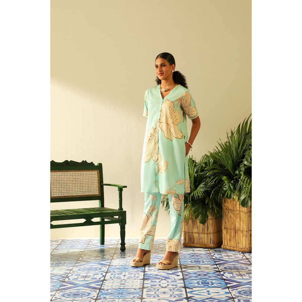 Label Deepika Nagpal Spencer Aqua Co-Ord (Set of 2)