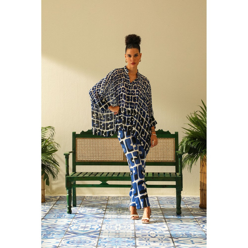 Label Deepika Nagpal Aria Indigot Kimono Pant (Set of 2)