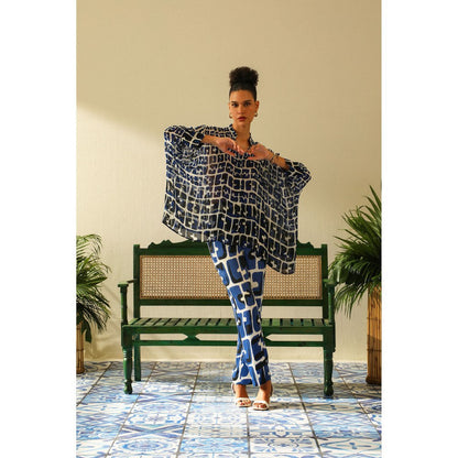 Label Deepika Nagpal Aria Indigot Kimono Pant (Set of 2)