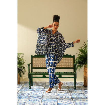 Label Deepika Nagpal Aria Indigot Kimono Pant (Set of 2)