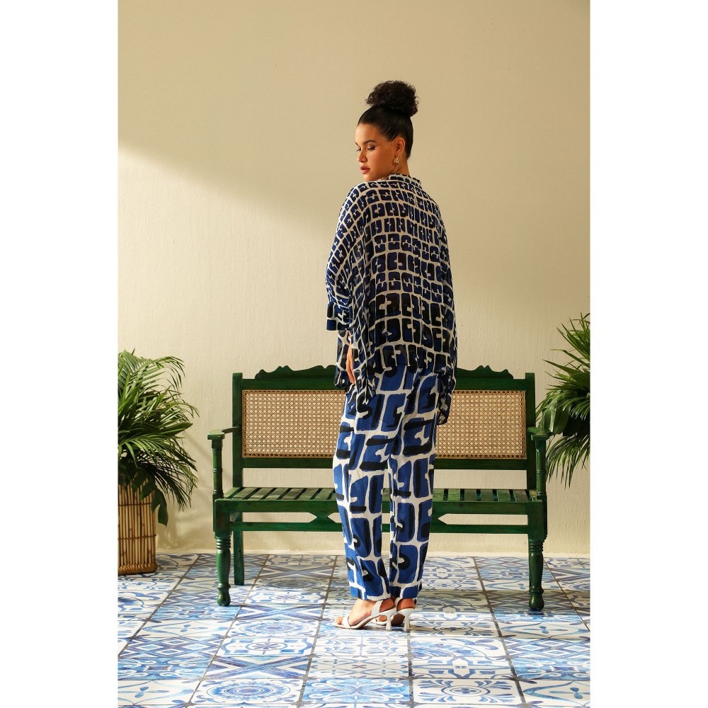 Label Deepika Nagpal Aria Indigot Kimono Pant (Set of 2)