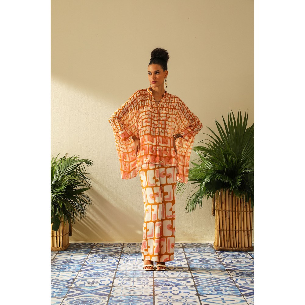 Label Deepika Nagpal Aria Ochre Kimono Pant (Set of 2)