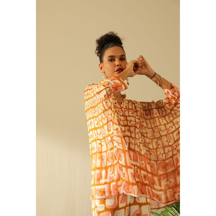 Label Deepika Nagpal Aria Ochre Kimono Pant (Set of 2)