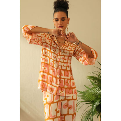 Label Deepika Nagpal Eva Ochre Co-ord (Set of 2)