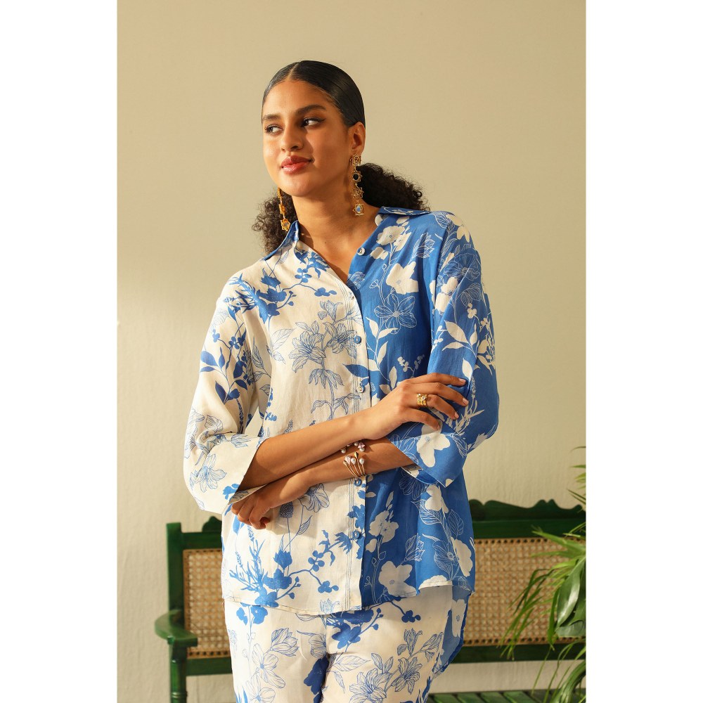 Label Deepika Nagpal Amara Blue Shirt