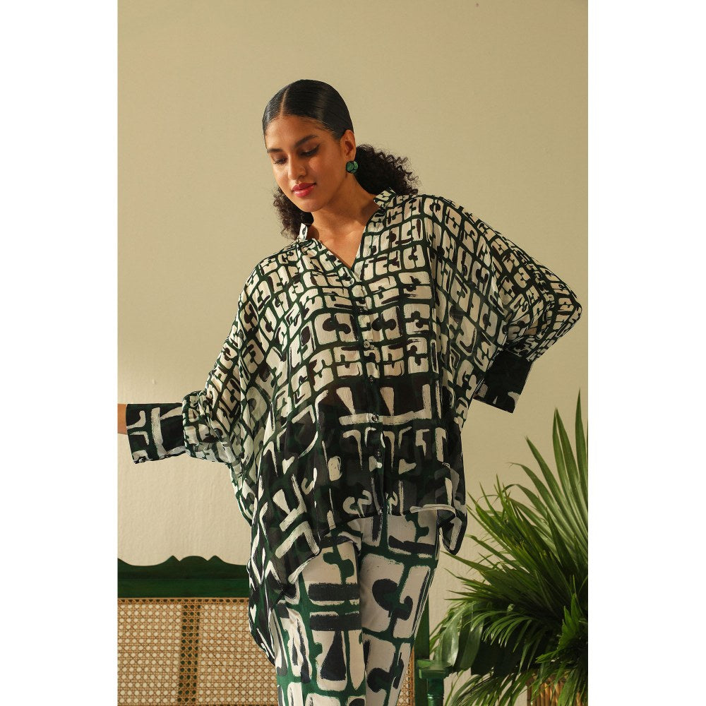 Label Deepika Nagpal Aria Kimono Emerald Shirt