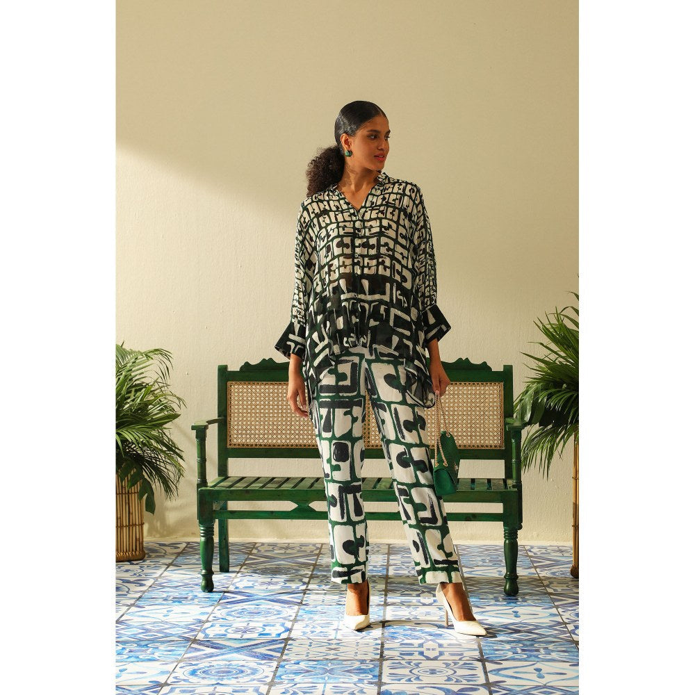 Label Deepika Nagpal Aria Kimono Emerald Shirt