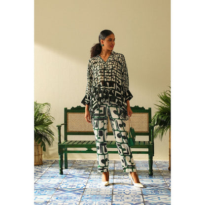 Label Deepika Nagpal Aria Kimono Emerald Shirt