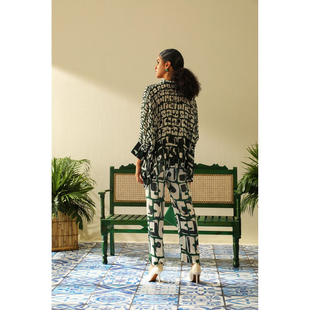 Label Deepika Nagpal Aria Kimono Emerald Shirt