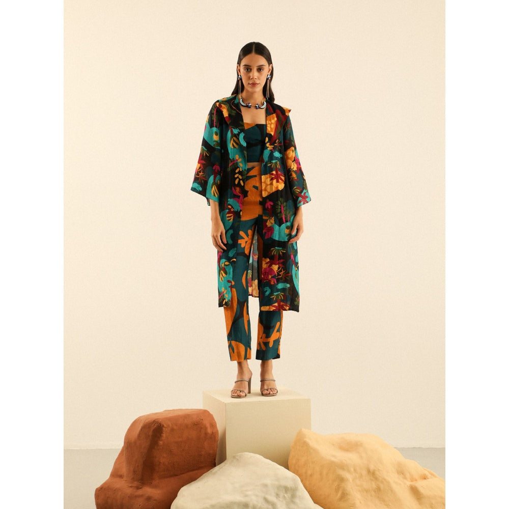 Label Deepika Nagpal Black Hannah Co-ord -Kohl (Set of 3)