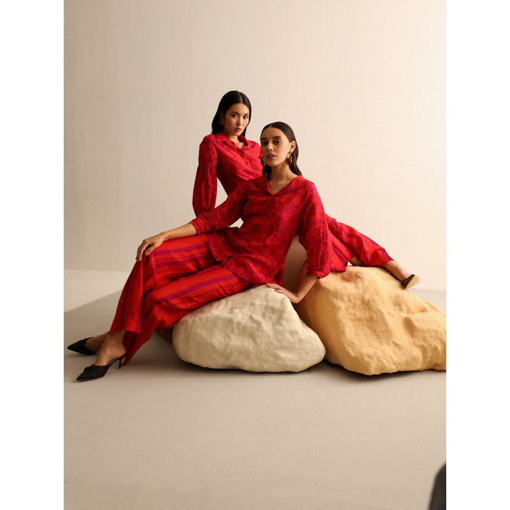 Label Deepika Nagpal Pink Blair Co-ord -Tangrine (Set of 2)
