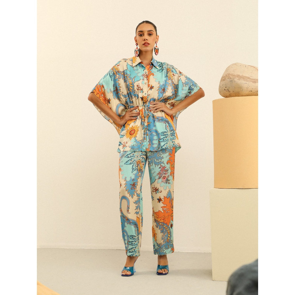 Label Deepika Nagpal Blue Julia Co-ord -Marine (Set of 2)