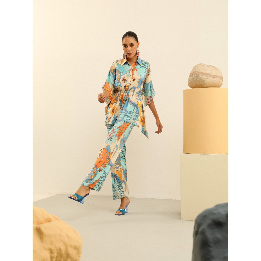 Label Deepika Nagpal Blue Julia Co-ord -Marine (Set of 2)