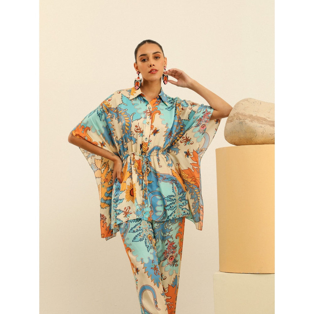 Label Deepika Nagpal Blue Julia Co-ord -Marine (Set of 2)