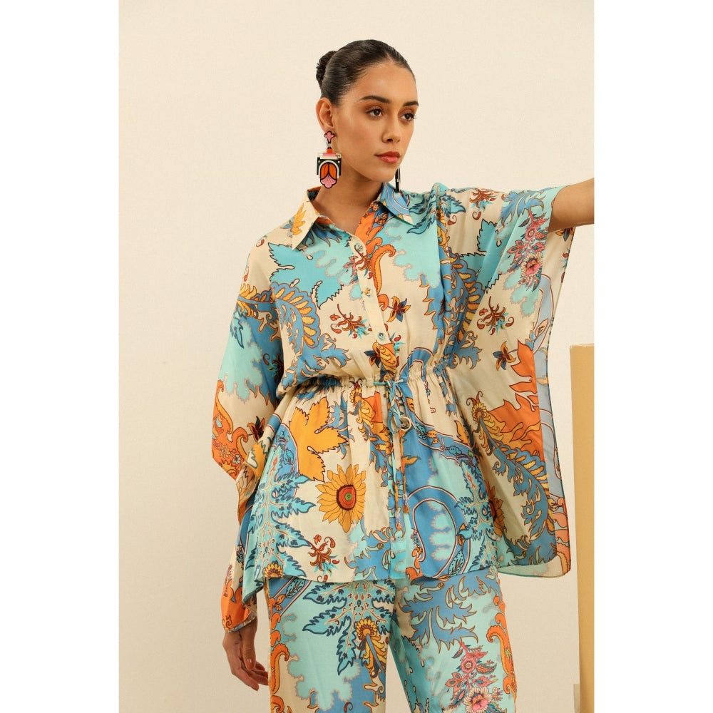 Label Deepika Nagpal Blue Julia Co-ord -Marine (Set of 2)