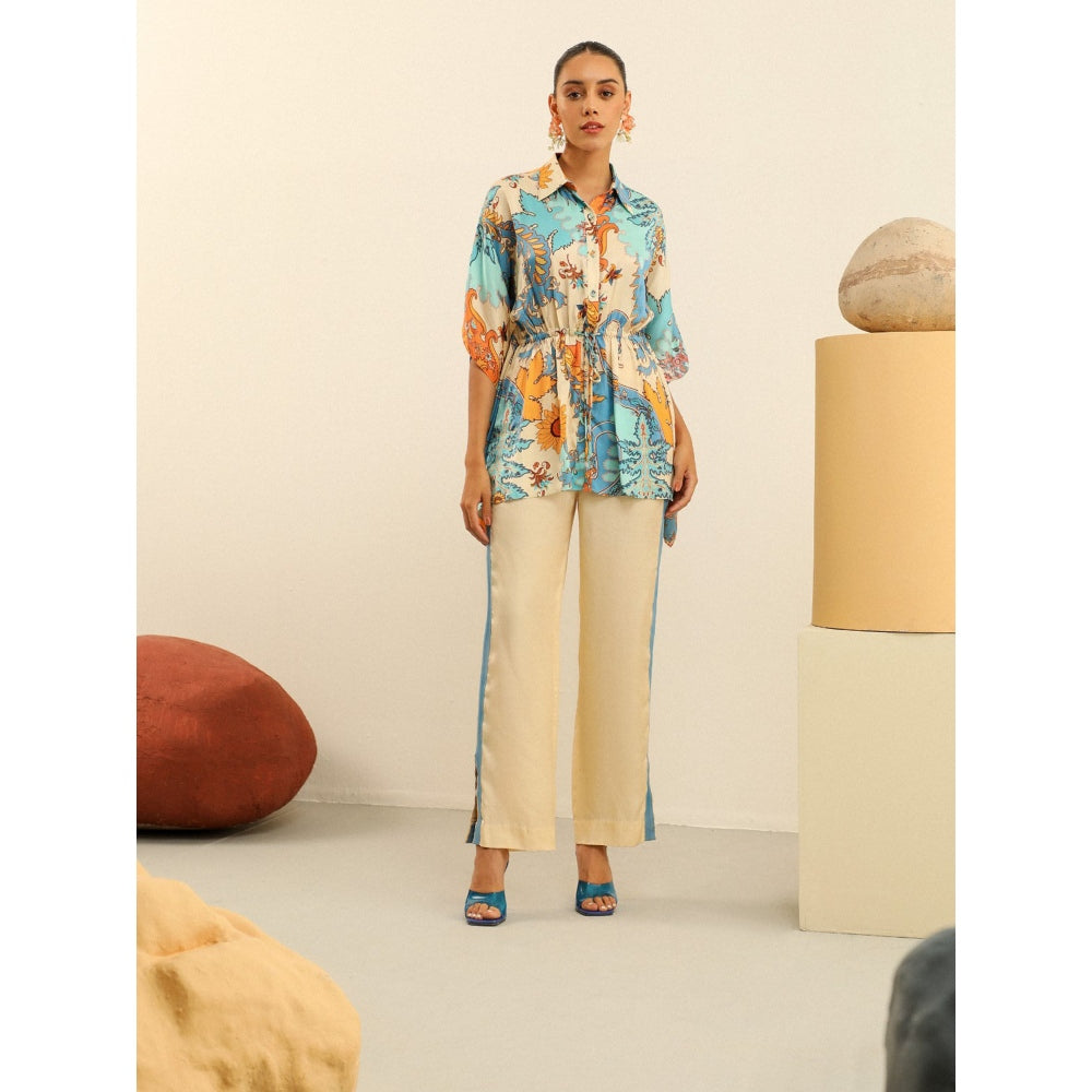 Label Deepika Nagpal Blue Serena Co-ord -Marine (Set of 2)