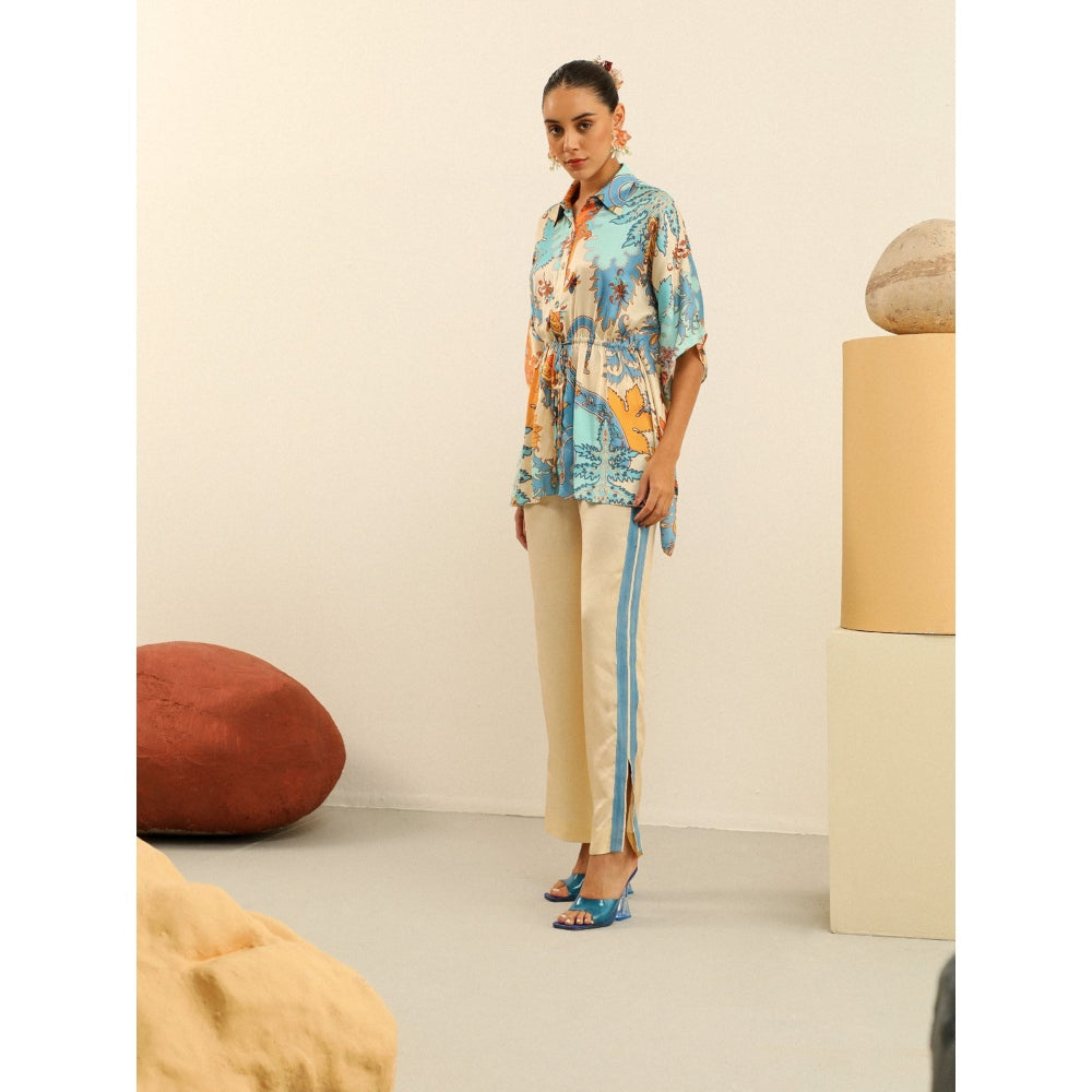 Label Deepika Nagpal Blue Serena Co-ord -Marine (Set of 2)