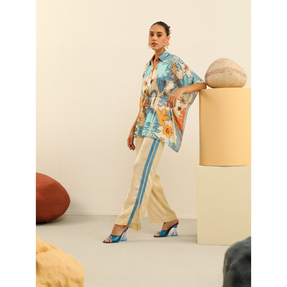 Label Deepika Nagpal Blue Serena Co-ord -Marine (Set of 2)