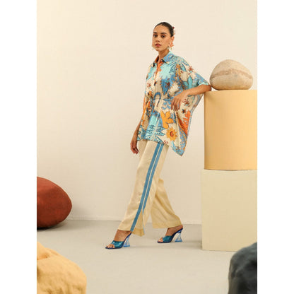 Label Deepika Nagpal Blue Serena Co-ord -Marine (Set of 2)