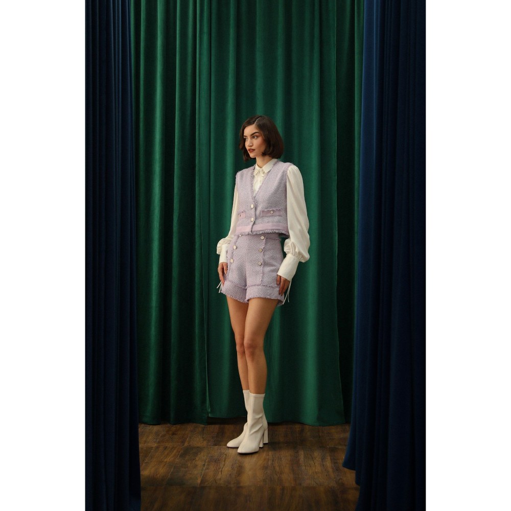 Label Deepika Nagpal Petunia Amy Jacket with Shirt and Shorts Co-Ord (Set of 3)