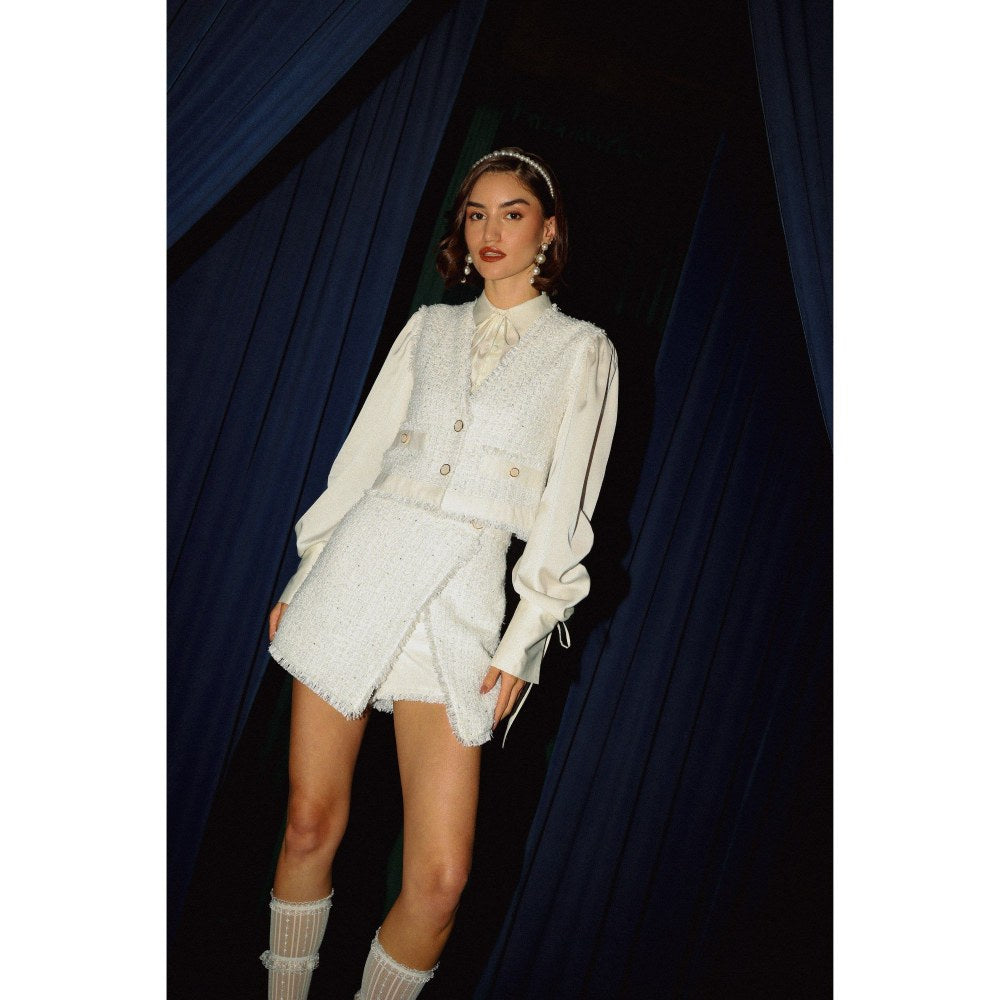 Label Deepika Nagpal Ivory Lee Jacket with Shirt and Skort Co-Ord (Set of 3)