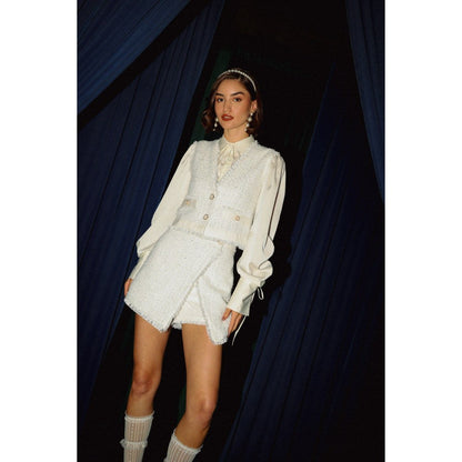 Label Deepika Nagpal Ivory Lee Jacket with Shirt and Skort Co-Ord (Set of 3)