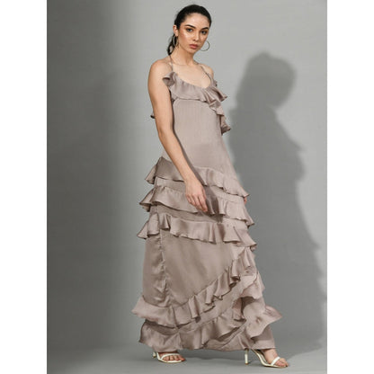 Sunanta Madaan Dusky Entrance - Ruffle Dress in Brown Color