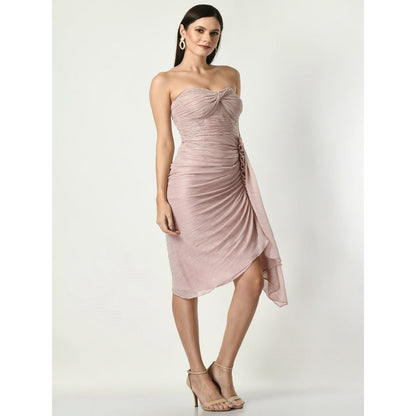 Sunanta Madaan Pastel Beige Bling It - Tube Top Draped Pastel Baby Beige Gown