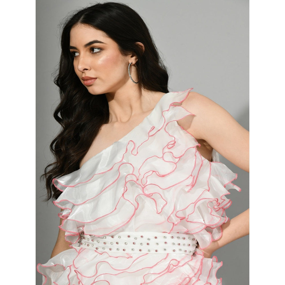 Sunanta Madaan Pink Affair Knee Length Dress (Set of 2)