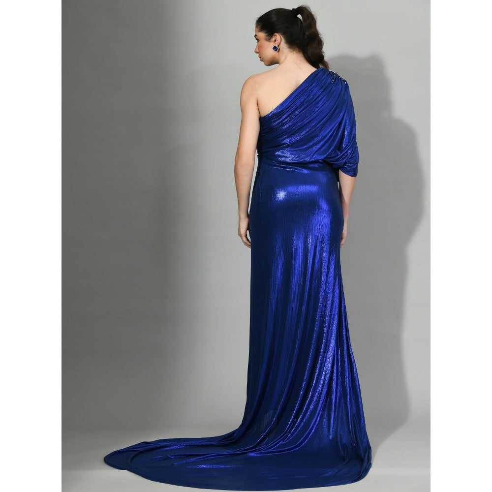 Sunanta Madaan Blue Side Of The Stars - Long Tail Draped Gown