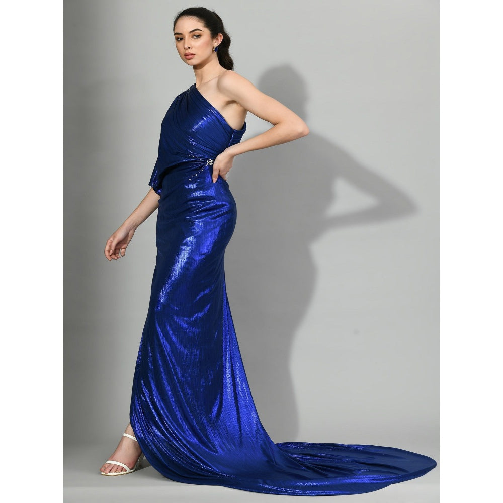 Sunanta Madaan Blue Side Of The Stars - Long Tail Draped Gown