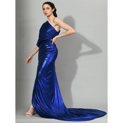 Sunanta Madaan Blue Side Of The Stars - Long Tail Draped Gown