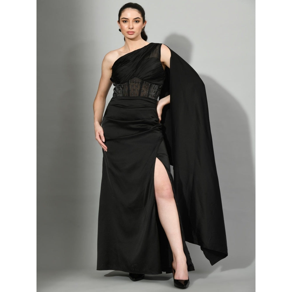 Sunanta Madaan Lady in Black - Corset Black Gown with Beads Sequined