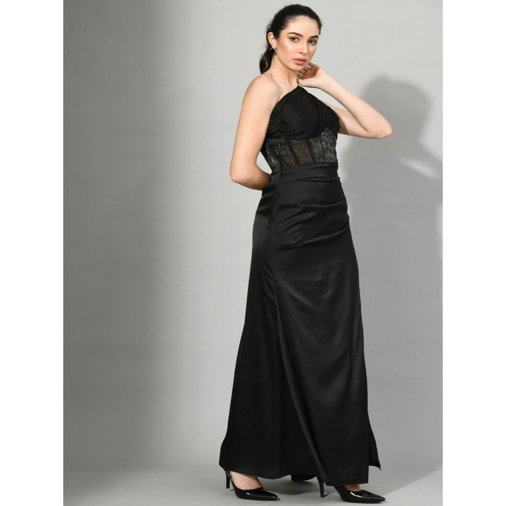 Sunanta Madaan Lady in Black - Corset Black Gown with Beads Sequined
