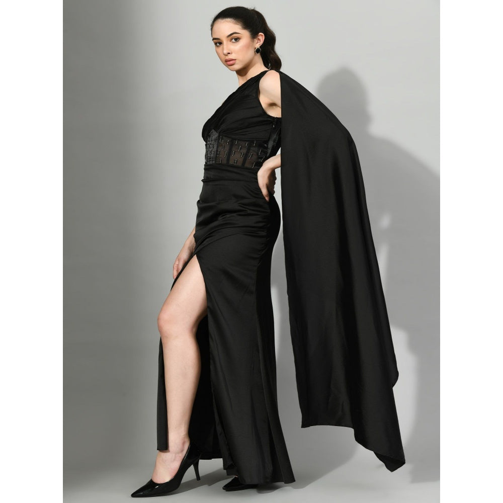 Sunanta Madaan Lady in Black - Corset Black Gown with Beads Sequined