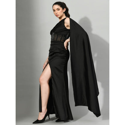 Sunanta Madaan Lady in Black - Corset Black Gown with Beads Sequined